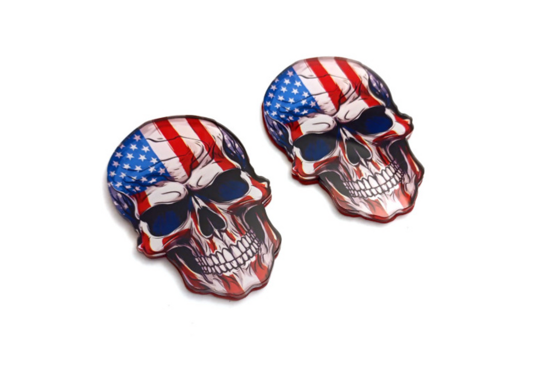 Car Emblem Badge for Fenders with USA Flag Skull Logo Custom design emblems decoinfabric