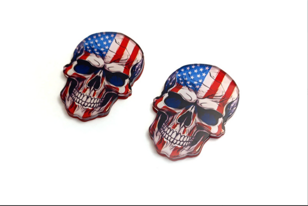 Car Emblem Badge for Fenders with USA Flag Skull Logo Custom design emblems decoinfabric
