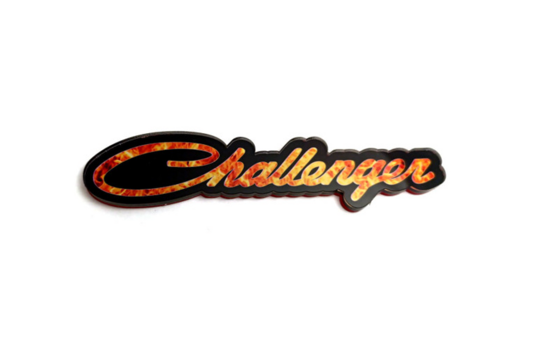 Dodge Challenger tailgate trunk rear emblem with Challenger Fire logo Dodge emblems decoinfabric