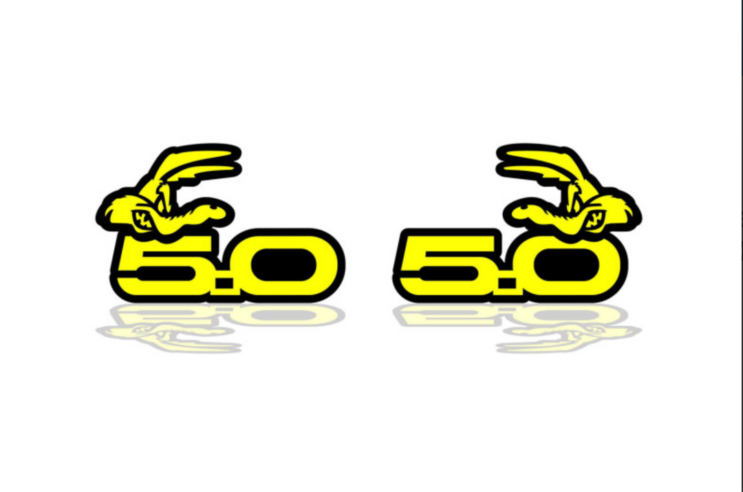 Ford Mustang emblem for fenders with 5.0 Coyote logo (type 4) Ford emblems decoinfabric