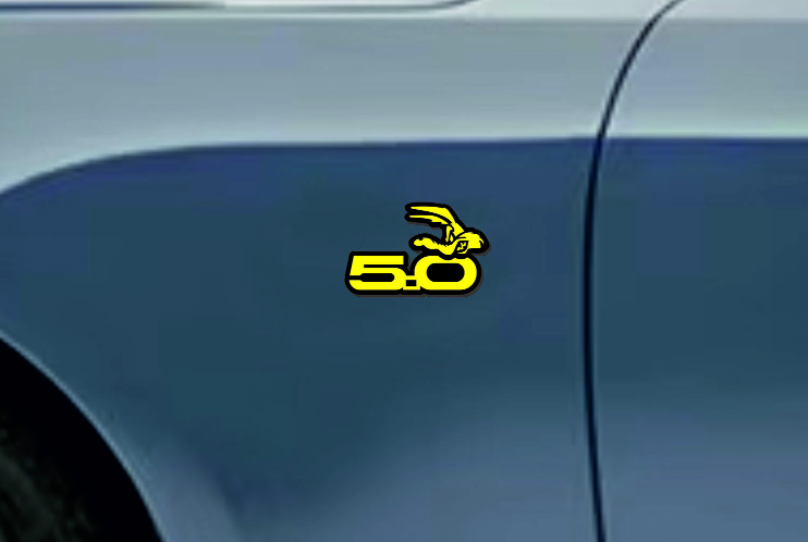 Ford Mustang emblem for fenders with 5.0 Coyote logo (type 4) Ford emblems decoinfabric