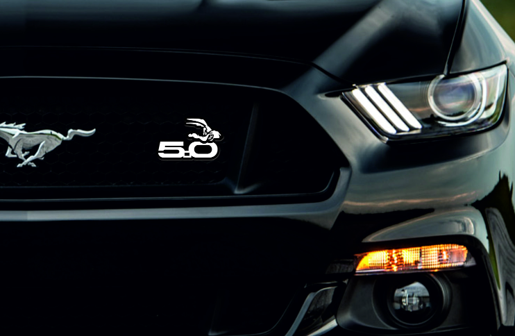Ford Mustang Radiator grille emblem with 5.0 Coyote logo (type 4) Ford emblems decoinfabric