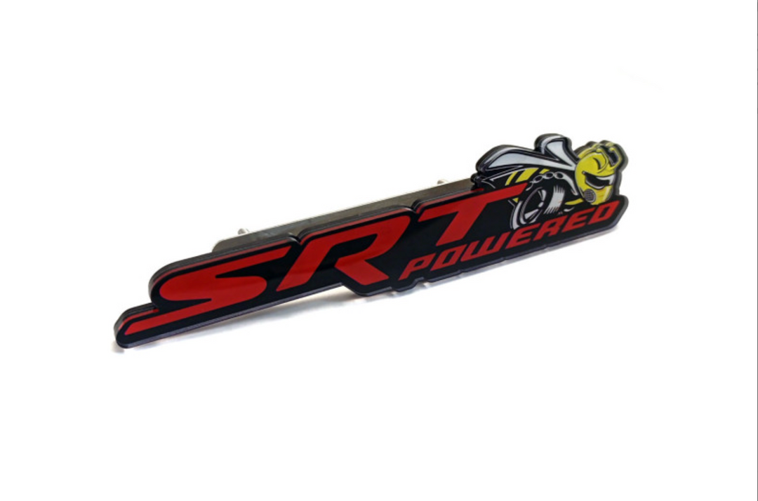 Dodge tailgate trunk rear emblem with SRT Powered + Scat Pack logo (Type 2) Dodge emblems decoinfabric