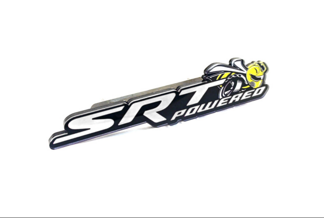 Dodge tailgate trunk rear emblem with SRT Powered + Scat Pack logo (Type 2) Dodge emblems decoinfabric