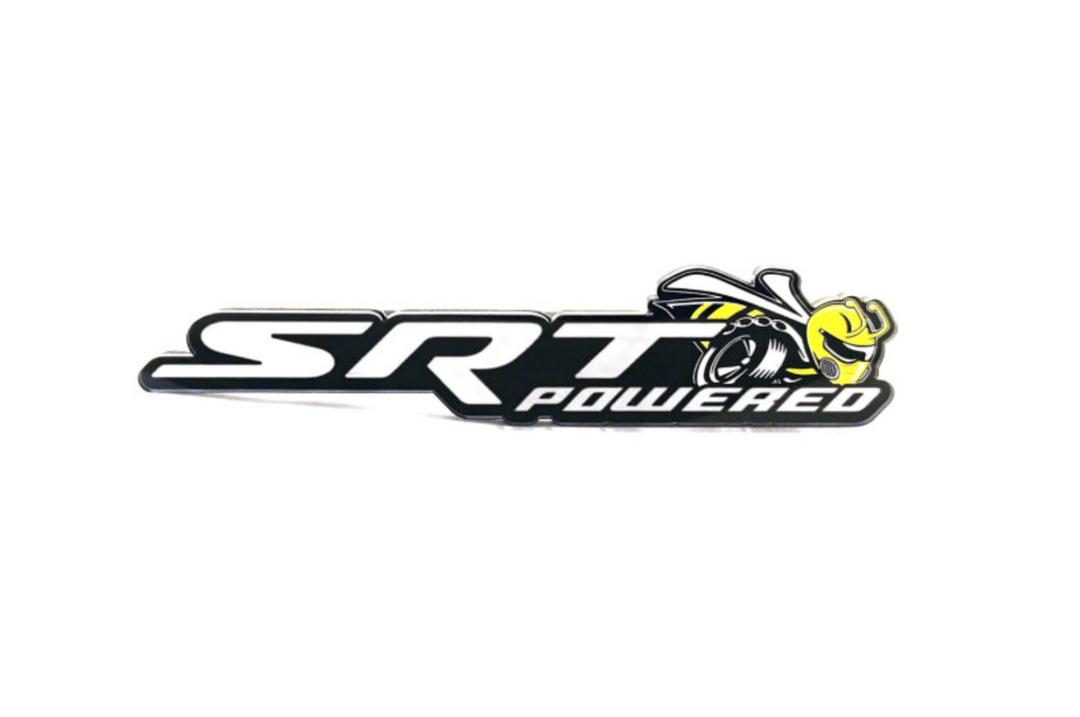 Dodge Challenger trunk rear emblem between tail lights with SRT Powered + Scat Pack logo (Type 2) Dodge emblems decoinfabric