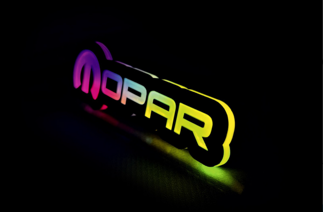 Jeep Illuminated LED Radiator Grille Emblems and Badges with Mopar (type 2) logo Jeep Led Emblems decoinfabric