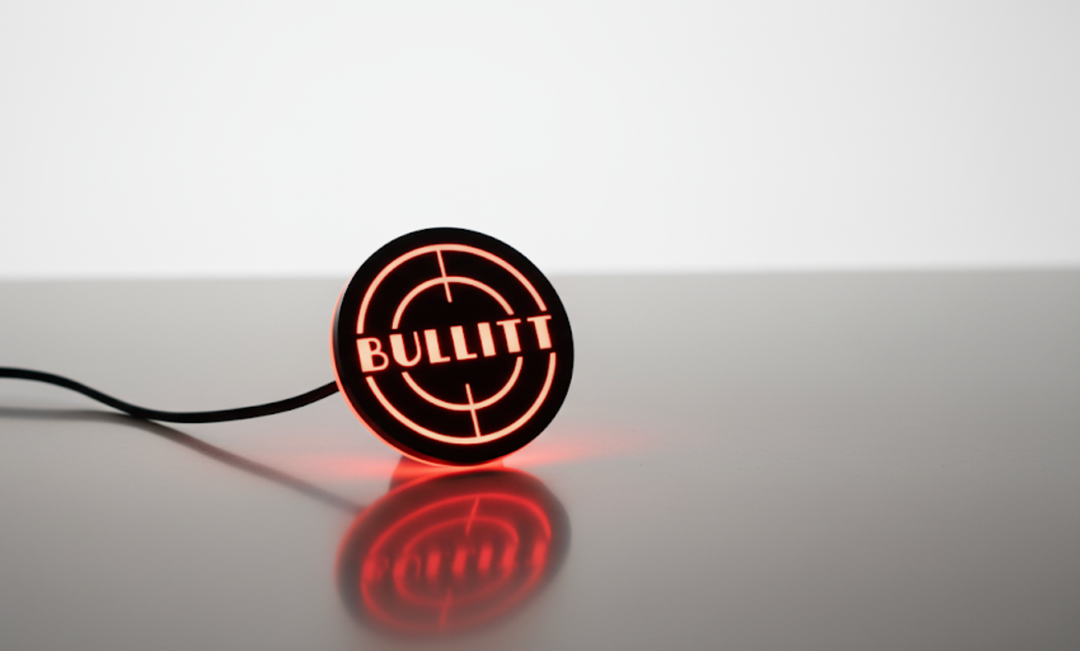 Ford Illuminated LED Radiator Grille Emblems and Badges with Bullitt (type 1) logo Ford Led Emblems decoinfabric