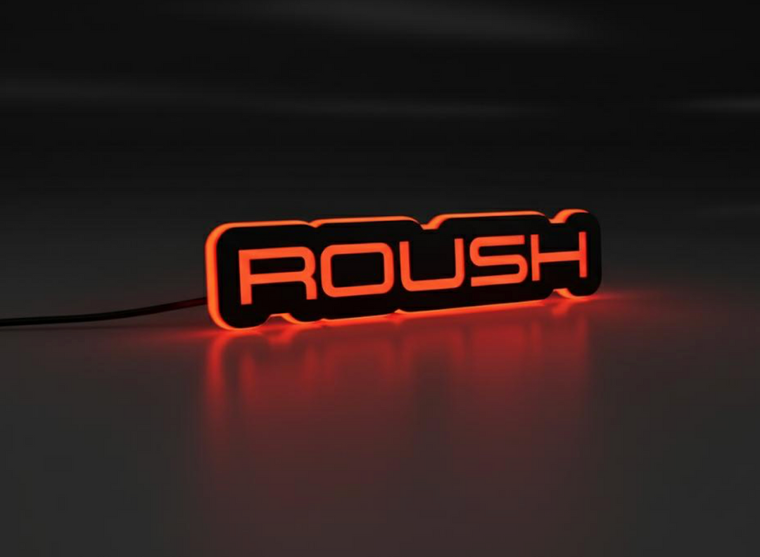 Ford Illuminated LED Radiator Grille Emblems and Badges with Roush (type 3) logo Ford Led Emblems decoinfabric