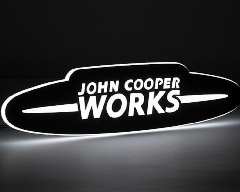Mini Illuminated LED Radiator Grille Emblems and Badges with John Cooper Works logo Mini Led emblems decoinfabric