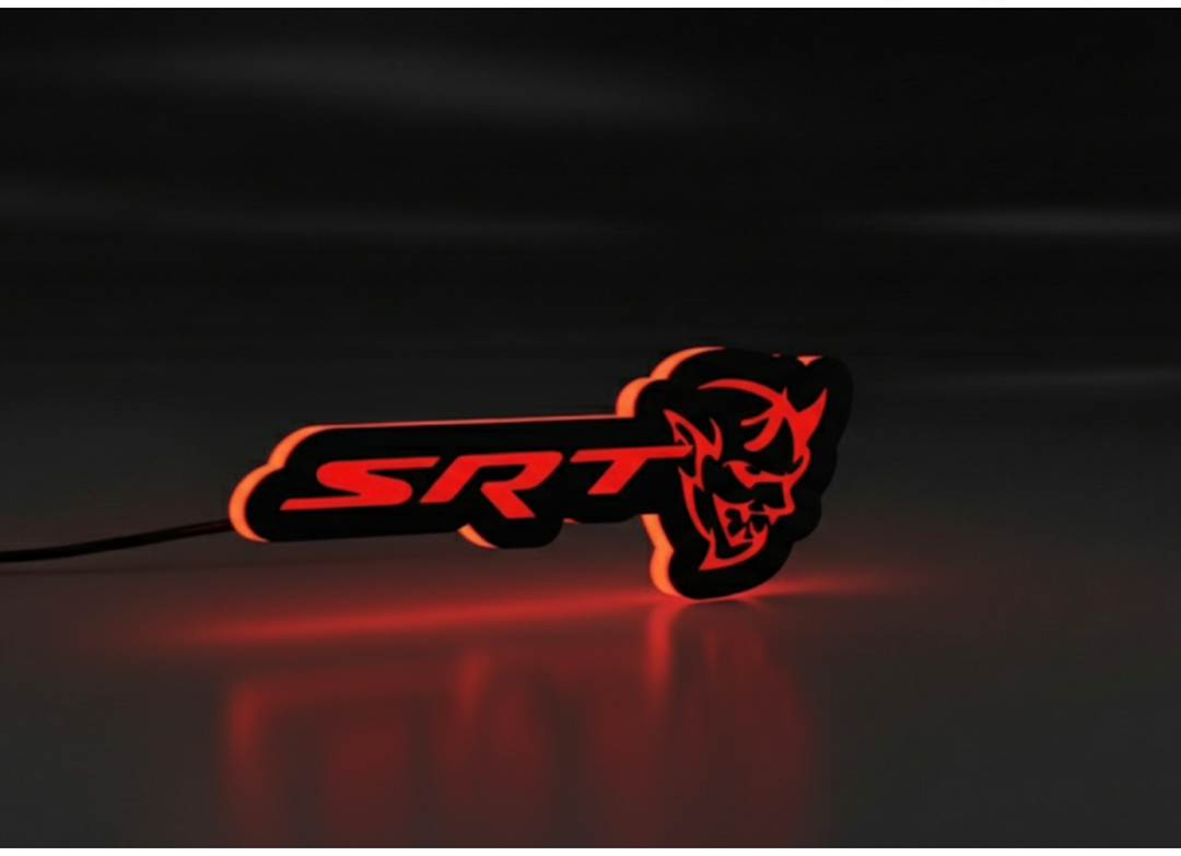 Dodge Illuminated LED Radiator Grille Emblems and Badges with SRT Demon logo Dodge Led emblems decoinfabric