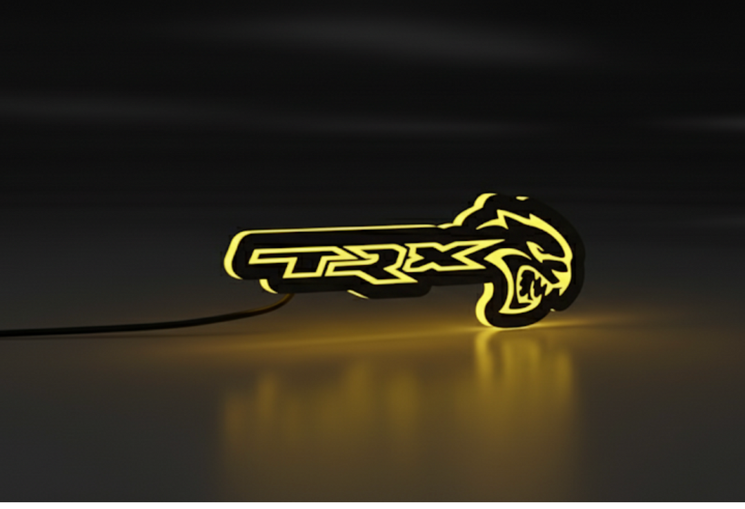 Dodge Illuminated LED Radiator Grille Emblems and Badges with TRX Hellcat logo Dodge Led emblems decoinfabric