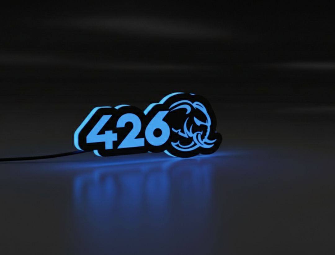 Dodge Illuminated LED Radiator Grille Emblems and Badges with 426 Hellephant logo Dodge Led emblems decoinfabric