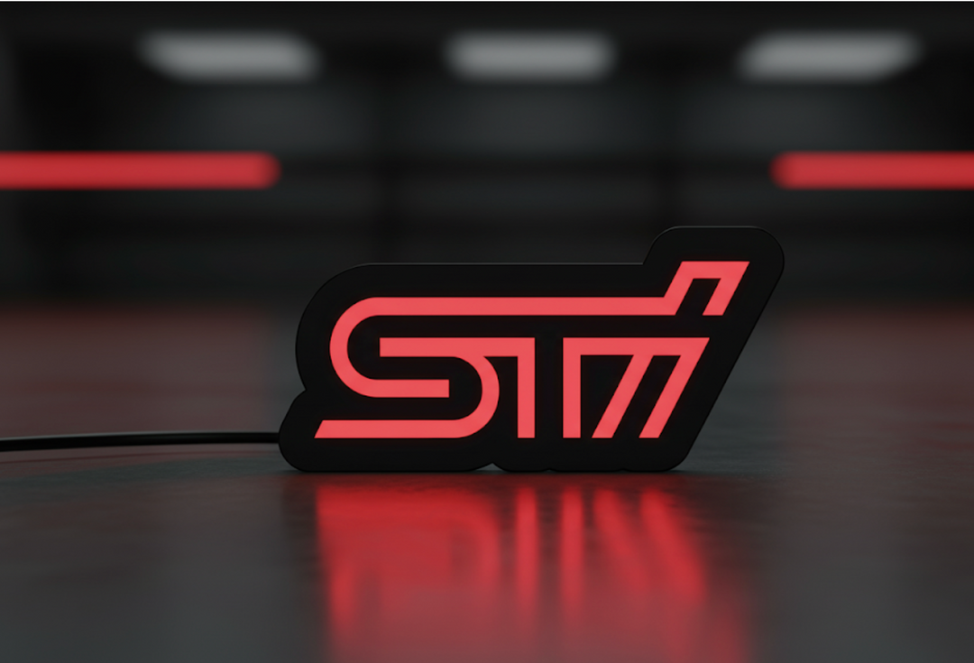 Illuminated LED Radiator Grille Emblems and Badges with STI logo Subaru Led Emblems decoinfabric