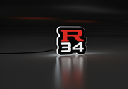 Nissan Illuminated LED Radiator Grille Emblems and Badges with R34 (type 1) logo Nissan Led Emblems decoinfabric