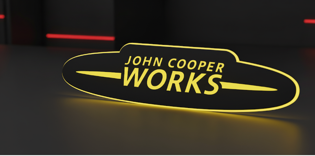 Mini Illuminated LED Radiator Grille Emblems and Badges with John Cooper Works logo Mini Led emblems decoinfabric