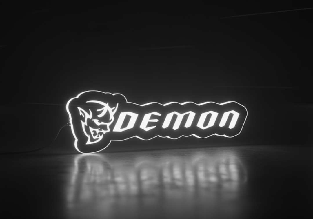 Dodge Illuminated LED Radiator Grille Emblems and Badges with Demon (type 1) logo Dodge Led emblems decoinfabric