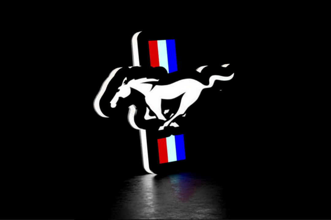 Ford Illuminated LED Radiator Grille Emblems and Badges with Mustang 5.0 (type 3) logo Ford Led Emblems decoinfabric