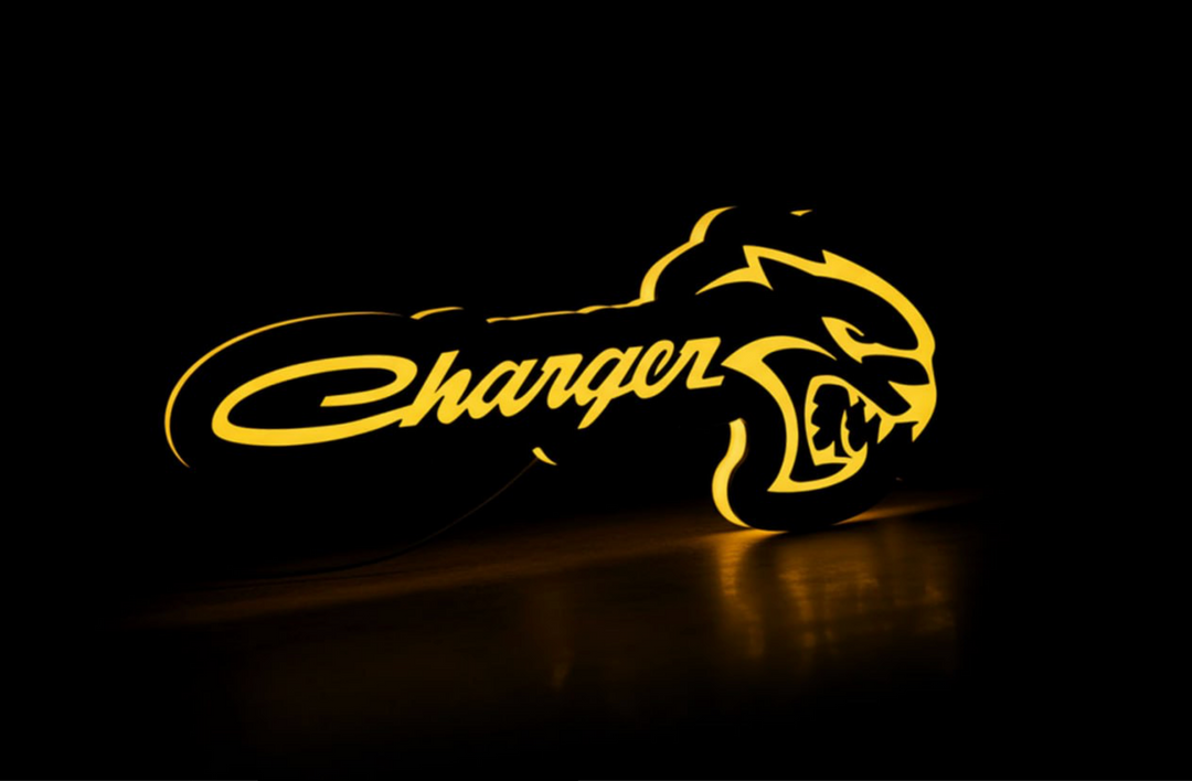 Dodge Illuminated LED Radiator Grille Emblems and Badges with Charger Hellcat logo Dodge Led emblems decoinfabric
