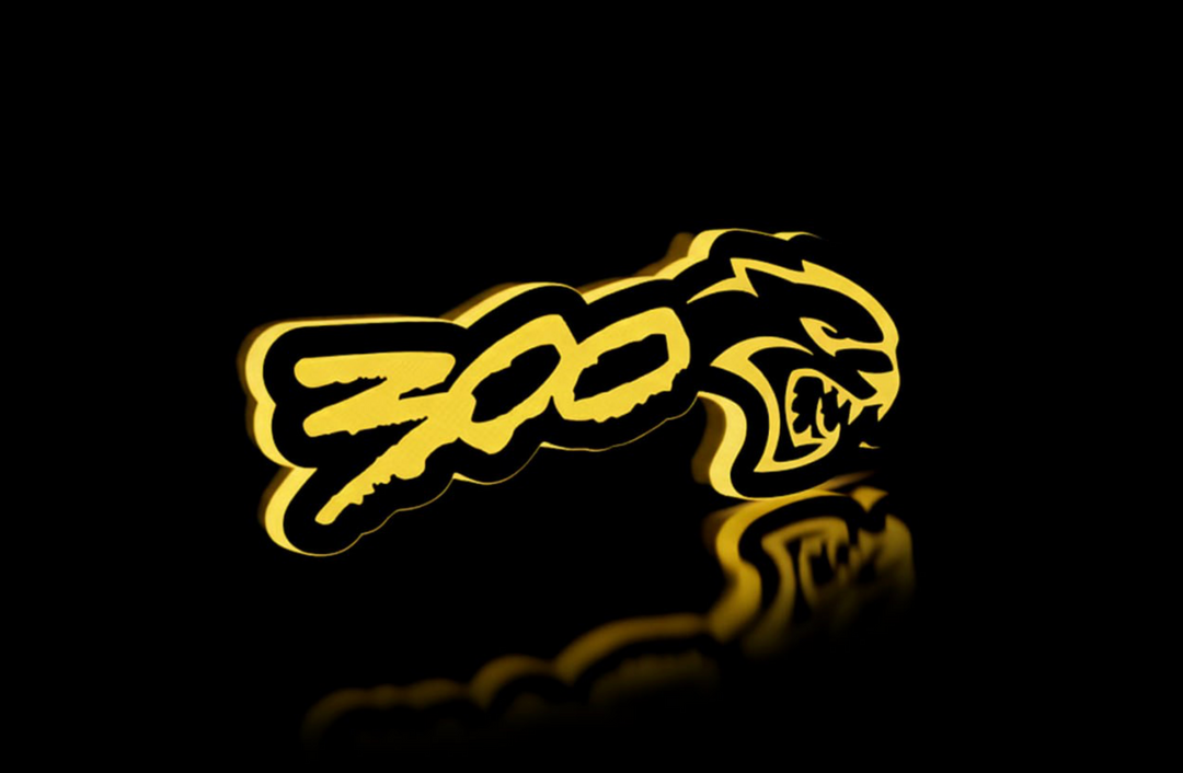 Chrysler Illuminated LED Radiator Grille Emblems and Badges with 300 Hellcat (type 2) logo Chrysler Led Emblems decoinfabric