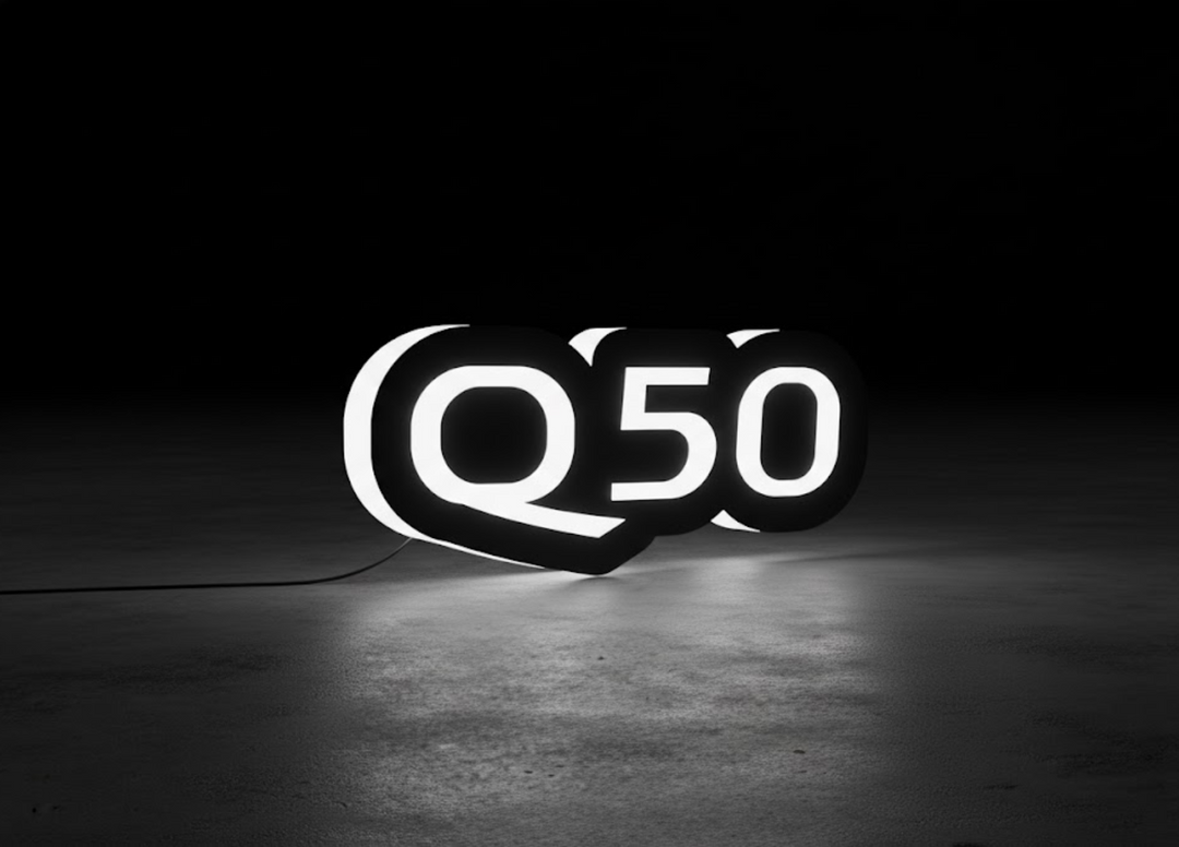 Infiniti Illuminated LED Radiator Grille Emblems and Badges with Q50 logo Infiniti Led Emblems decoinfabric