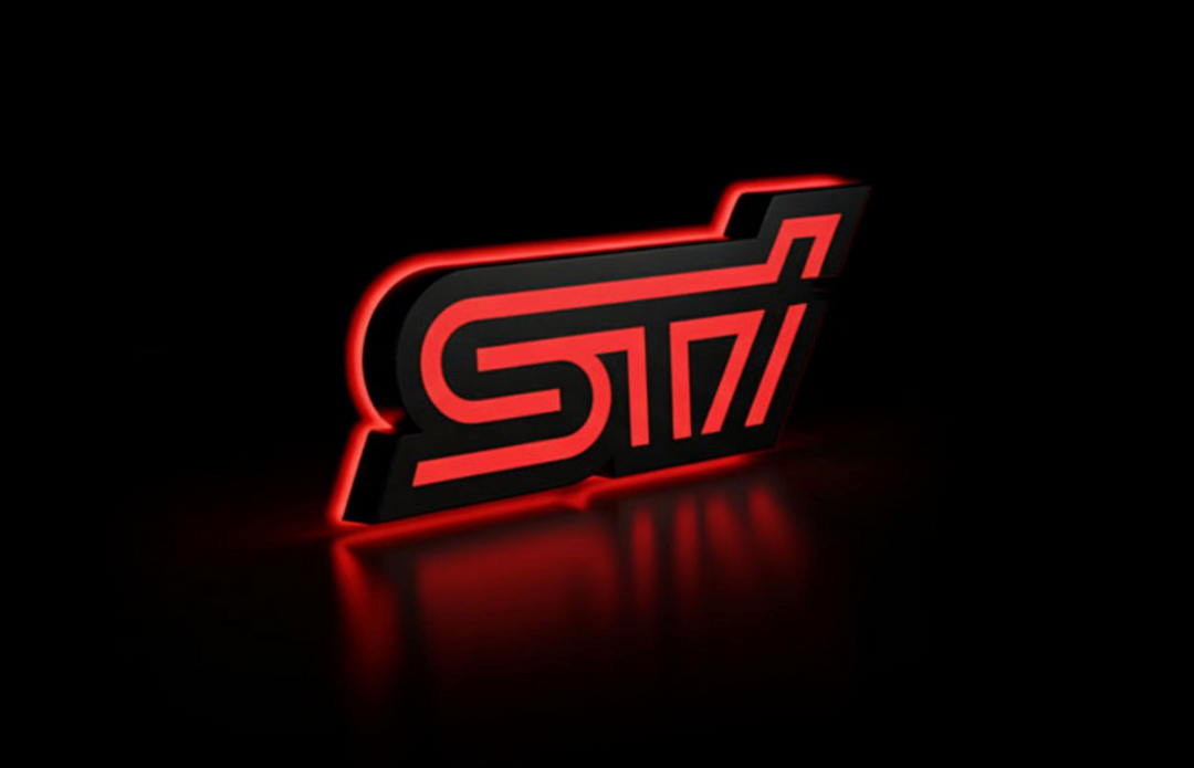 Illuminated LED Radiator Grille Emblems and Badges with STI logo Subaru Led Emblems decoinfabric