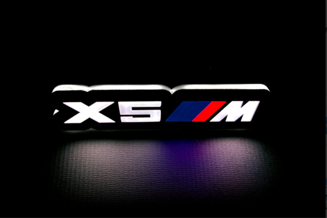 BMW Illuminated LED Radiator Grille Emblems and Badges with X5 ///M (type 1) logo BMW Led Emblems decoinfabric