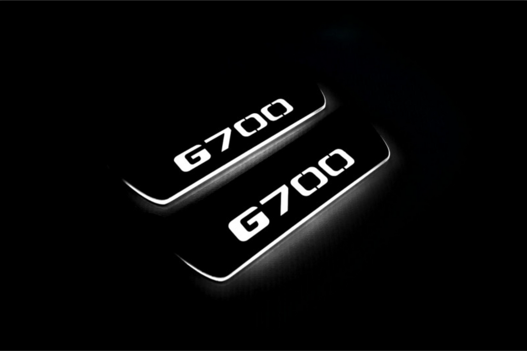 Mercedes G-Class W464 2018+ LED Door Sills PRO With Brabus G700 Logo Mercedes Led Door Sills opdesign