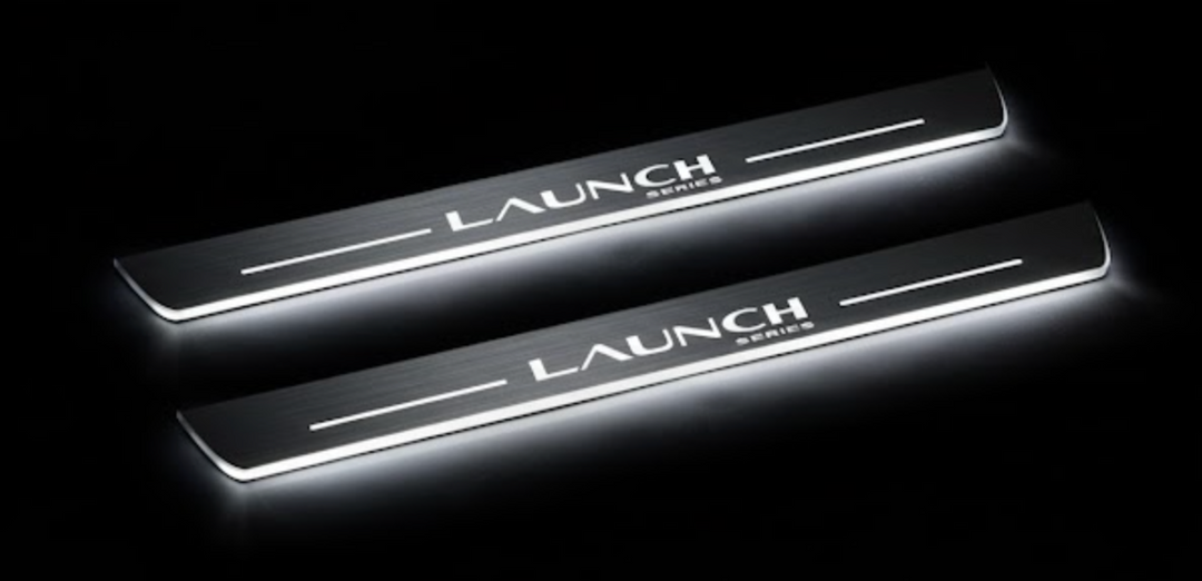 Tesla Model Y Juniper 2025+ LED Door Sills PRO With Logo Launch Series Logo