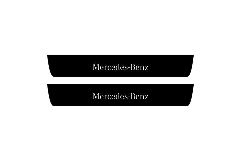 Mercedes E W213 2016-2023 Led Door Sill Pro With Logo Mercedes-Benz (Premium Painting) Mercedes Led Door Sills PRO opdesign