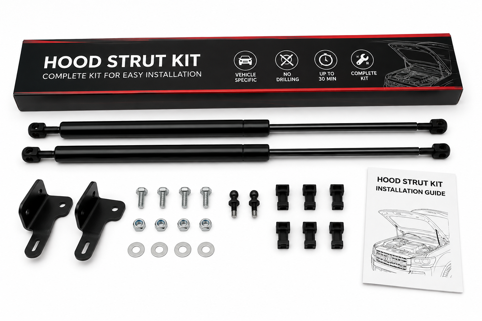Hood strut kit - complete kit contents