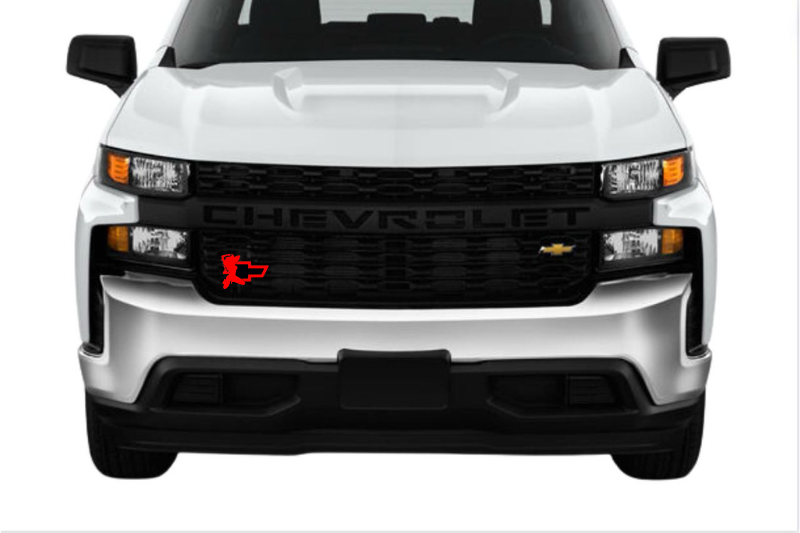 Chevrolet Emblem & Badge Set - Grille and Tailgate Chevrolet Girl logo (Type 2) Chevrolet emblems decoinfabric RED
