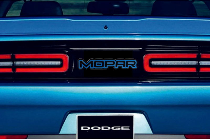 Dodge Challenger trunk rear emblem between tail lights with Mopar logo (type 2) Dodge emblems decoinfabric