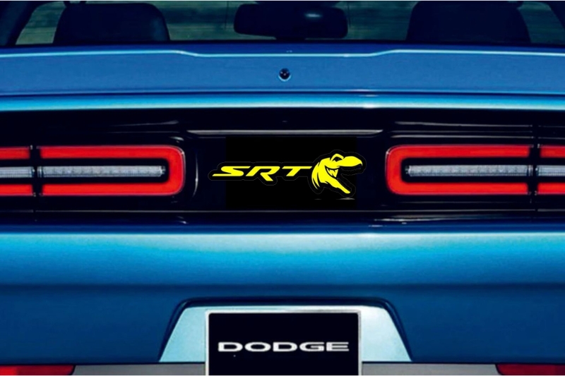 Dodge Challenger trunk rear emblem between tail lights with SRT + Tirex logo