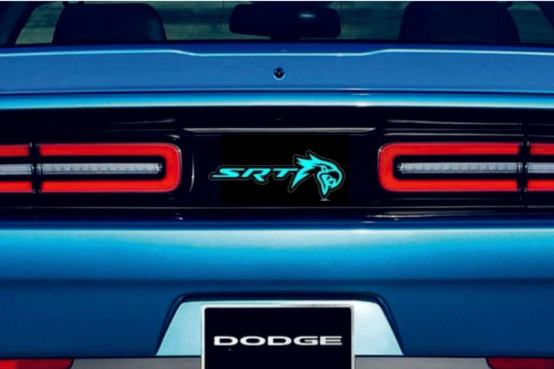 Dodge Challenger trunk rear emblem between tail lights with SRT Trackhawk logo