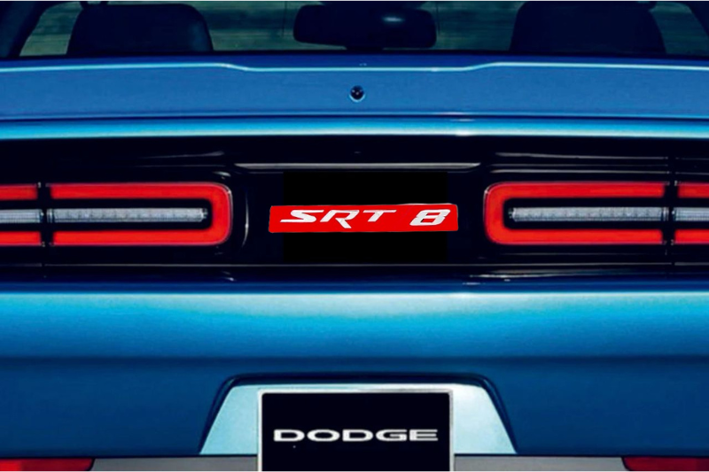 Dodge Challenger trunk rear emblem between tail lights with SRT8 logo (Type 3)