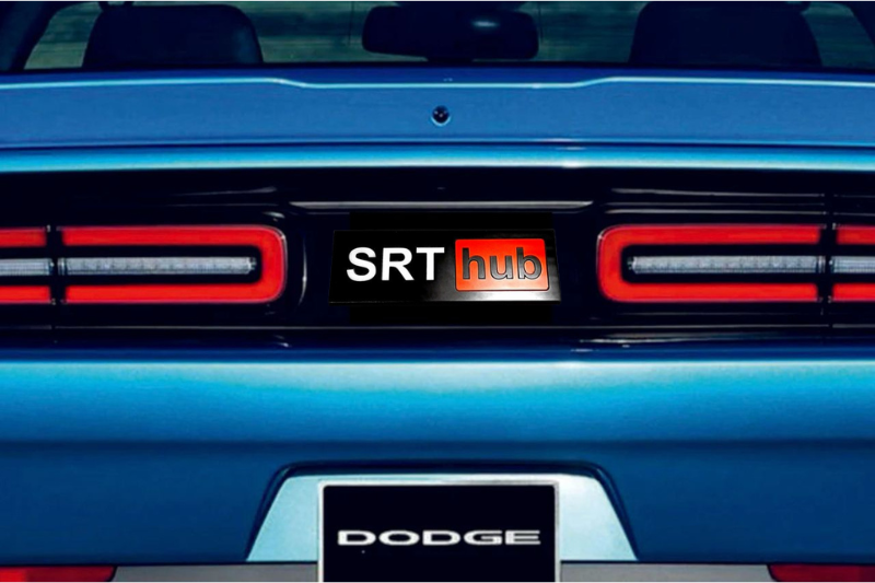 Dodge Challenger trunk rear emblem between tail lights with SRT HUB logo Dodge emblems decoinfabric