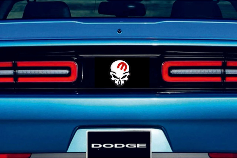 Dodge Challenger trunk rear emblem between tail lights with Mopar Skull logo Dodge emblems decoinfabric