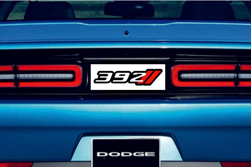 Dodge Challenger trunk rear emblem between tail lights with 392 + Dodge logo