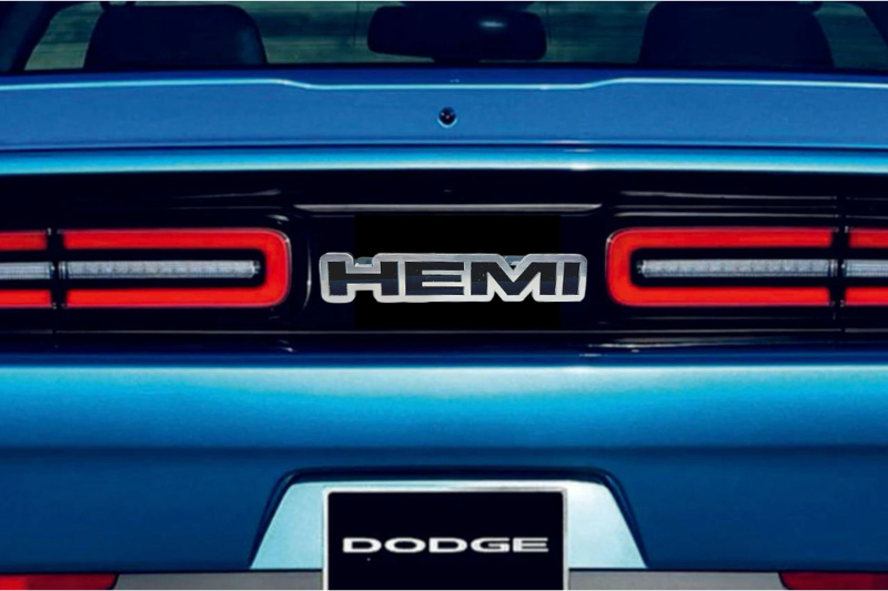 Dodge Challenger Stainless Steel trunk rear emblem between tail lights with HEMI logo