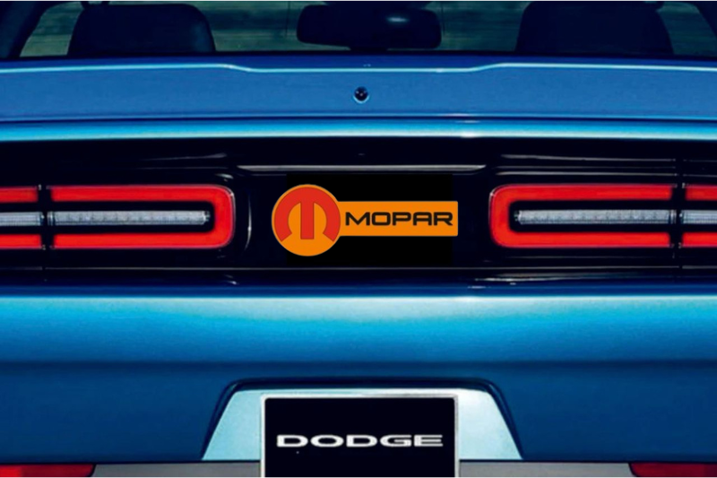 Dodge Challenger trunk rear emblem between tail lights with Mopar logo (type 14) Dodge emblems decoinfabric