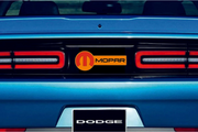 Dodge Challenger trunk rear emblem between tail lights with Mopar logo (type 14) Dodge emblems decoinfabric