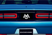 Dodge Challenger trunk rear emblem between tail lights with Mopar logo (type 6) Dodge emblems decoinfabric