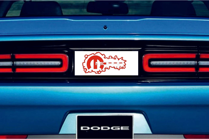 Dodge Challenger trunk rear emblem between tail lights with Mopar logo (type 17) Dodge emblems decoinfabric