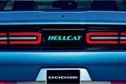 Dodge Challenger trunk rear emblem between tail lights with Hellcat logo Dodge emblems decoinfabric