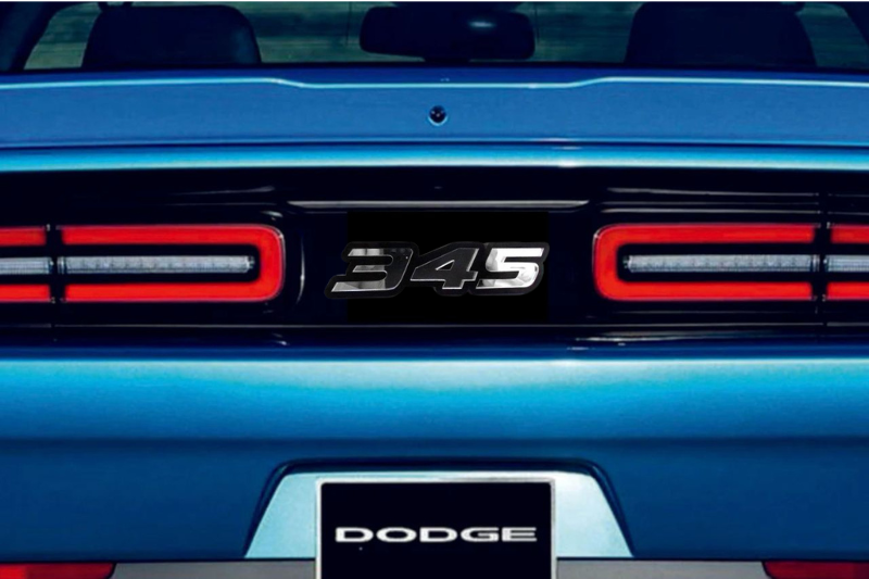 Dodge Challenger trunk rear emblem between tail lights with 345 logo