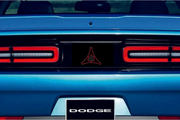 Dodge Challenger trunk rear emblem between tail lights with REFLECTIVE FRATZOG logo Dodge emblems decoinfabric