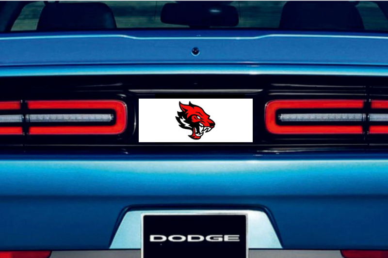 Dodge Challenger trunk rear emblem between tail lights with Hellhound logo