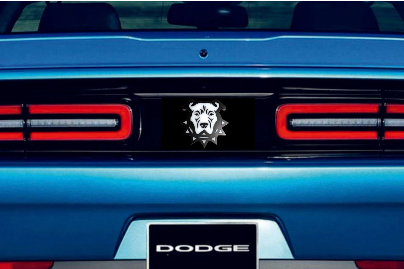 Dodge Challenger trunk rear emblem between tail lights with Pitbull logo