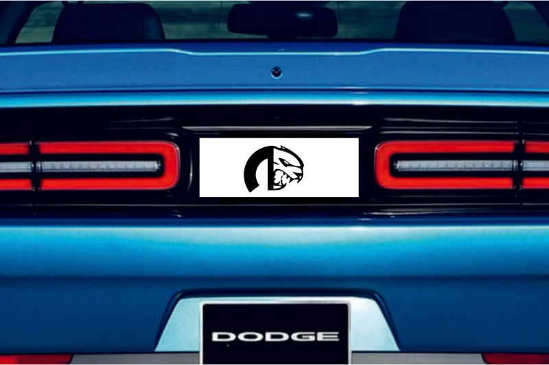 Dodge Challenger trunk rear emblem between tail lights with Mopar Hellcat logo