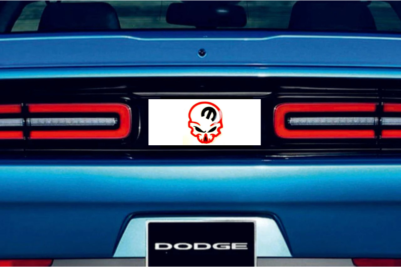 Dodge Challenger trunk rear emblem between tail lights with Mopar Skull logo (Type 4) Dodge emblems decoinfabric